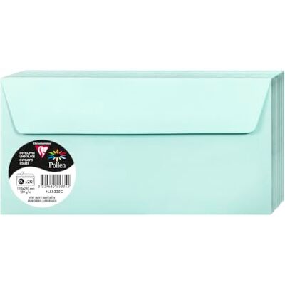 Clairefontaine 55335C balení s 20 obálkami pyl (ve formátu DL, 110 x 220 mm) 120 g jadeitová zelená Clairefontaine 55335C balení s 20 obálkami pyl (ve formátu DL, 110 x 220 mm) 120 g jadeitová zelená