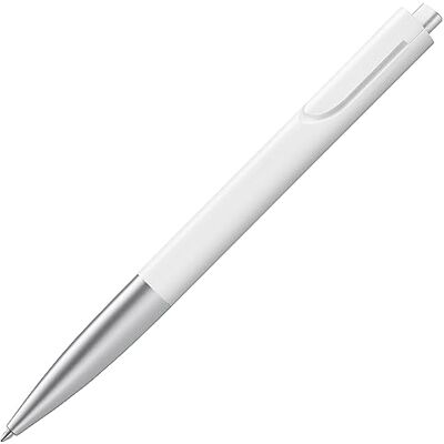 Lamy noto jednoduché kuličkové pero 283 z plastu v bílé a stříbrné barvě s trojúhelníkovým korpusem a tiskovou mechanikou, vč. velkoobjemové náplně M 16 šířka čáry M v černé barvě Lamy noto jednoduché kuličkové pero 283 z plastu v bílé a stříbrné barvě s trojúhelníkovým korpusem a tiskovou mechanikou, vč. velkoobjemové náplně M 16 šířka čáry M v černé barvě