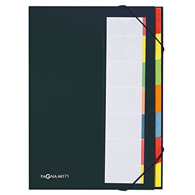 Pagna 44171-04 Deskorganizer 7dílná barevná vazba, rohová napínací guma, pružná zadní strana barevný registr rukojetí, černý Pagna 44171-04 Deskorganizer 7dílná barevná vazba, rohová napínací guma, pružná zadní strana barevný registr rukojetí, černý