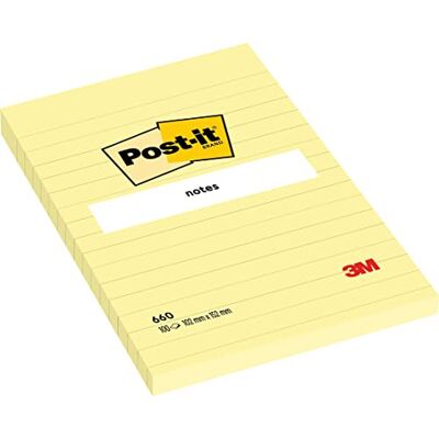Post-it Velké poznámky, linkované, 6 bloků (600 listů), 101 mm x 152 mm, žlutá Post-it Velké poznámky, linkované, 6 bloků (600 listů), 101 mm x 152 mm, žlutá