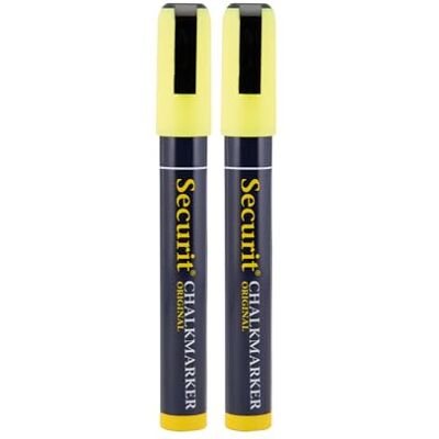 Securit Flüssigkreide-Marker, 2-6 mm Strichbreite, Keilspitze, Gelb, 2er-Pack Securit Flüssigkreide-Marker, 2-6 mm Strichbreite, Keilspitze, Gelb, 2er-Pack