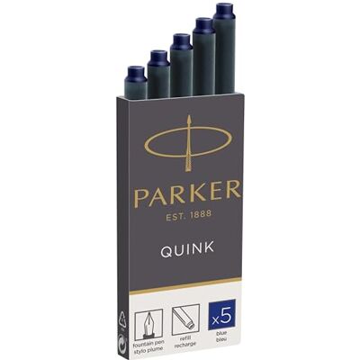 Parker Inkoustové náplně pro plnicí pero dlouhé patrony modrý inkoust QUINK 5 kusů Parker Inkoustové náplně pro plnicí pero dlouhé patrony modrý inkoust QUINK 5 kusů