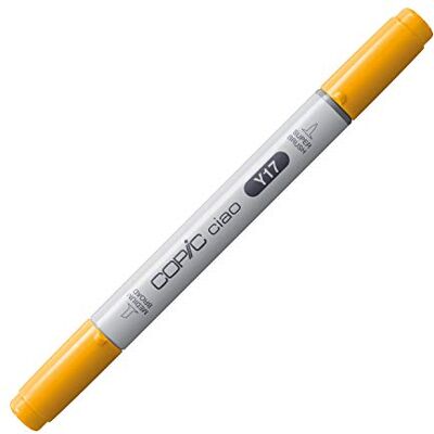 Copic Ciao Marker Typ Y 17, zlatá žlutá, univerzální zvýrazňovač rozvržení, se středně širokou a štětcovou špičkou Copic Ciao Marker Typ Y 17, zlatá žlutá, univerzální zvýrazňovač rozvržení, se středně širokou a štětcovou špičkou