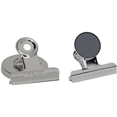 MAUL Papierklemmer silber standard Magnetclip aus Metall 2er Set 40 mm silné držení na magnetických plochách, poznámky na dosah ruky, řádná odkládací plocha, kompaktní tvar MAUL Papierklemmer silber standard Magnetclip aus Metall 2er Set 40 mm silné držení na magnetických plochách, poznámky na dosah ruky, řádná odkládací plocha, kompaktní tvar