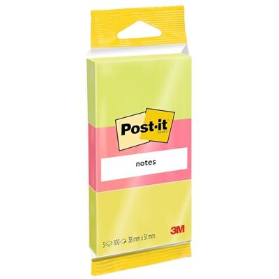 Post-it 6812N Sticky Notes, Neon žlutá, růžová, zelená, 12 balení po 3 podložkách 100 listů na podložku 38 mm x 51 mm Post-it 6812N Sticky Notes, Neon žlutá, růžová, zelená, 12 balení po 3 podložkách 100 listů na podložku 38 mm x 51 mm