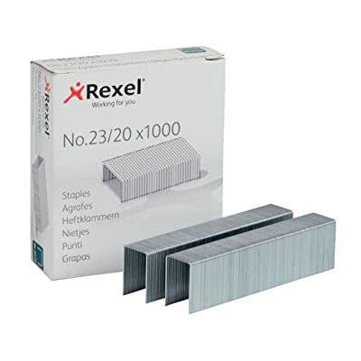 Rexel Sponky 23/20 z oceli, kvalitní svorky, 1000 kusů Rexel Sponky 23/20 z oceli, kvalitní svorky, 1000 kusů