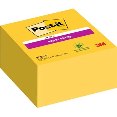 Post-it Kostka Super Sticky Notes, žlutá, 350 listů, 76 mm x 76 mm extra silně lepicí poznámkový blok pro seznamy úkolů a vzpomínky Post-it Kostka Super Sticky Notes, žlutá, 350 listů, 76 mm x 76 mm extra silně lepicí poznámkový blok pro seznamy úkolů a vzpomínky
