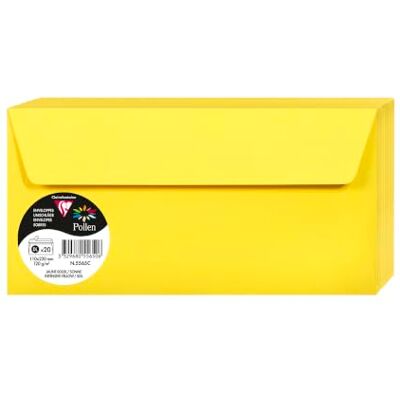 Clairefontaine 5565C 20 obálky pyl DL 120 g sluneční žluté Clairefontaine 5565C 20 obálky pyl DL 120 g sluneční žluté