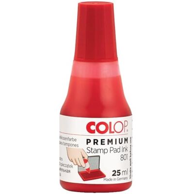 COLOP Prémiová barva na razítko 801 červená, na vodní bázi, dermatologicky testováno COLOP Prémiová barva na razítko 801 červená, na vodní bázi, dermatologicky testováno