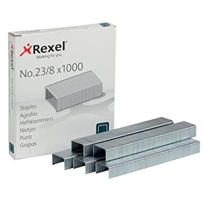 Rexel Sponky typ 23/8 z oceli, kvalitní sešívací svorky, 1000 kusů Rexel Sponky typ 23/8 z oceli, kvalitní sešívací svorky, 1000 kusů