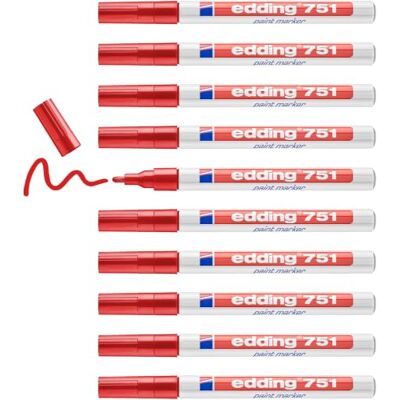 edding 751 lakový popisovač červený 10 tužek kulatý hrot 1-2 mm laková tužka pro značení a popisování kovu, skla, kamene nebo plastu žáruvzdorná, permanentní, odolná proti rozmazání a vodě edding 751 lakový popisovač červený 10 tužek kulatý hrot 1-2 mm laková tužka pro značení a popisování kovu, skla, kamene nebo plastu žáruvzdorná, permanentní, odolná proti rozmazání a vodě