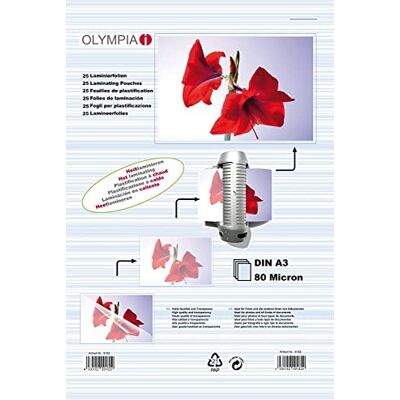 Olympia 9182 laminovací fólie DIN A3, 80 mikronů, balení 25 ks Olympia 9182 laminovací fólie DIN A3, 80 mikronů, balení 25 ks