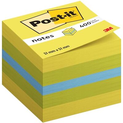 Post-it Mini-kostka Notes, 400 listů, 51 mm x 51 mm, modrá, zelená, žlutá Post-it Mini-kostka Notes, 400 listů, 51 mm x 51 mm, modrá, zelená, žlutá