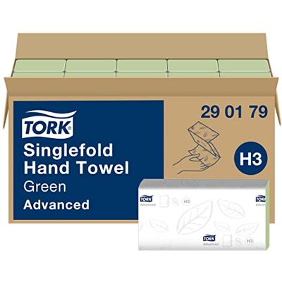 Tork 290179 zelené skládané ručníky Advanced pro H3 systém na podávání papírových ručníků / složené ručníky, dvouvrstvé, silně savé Tork 290179 zelené skládané ručníky Advanced pro H3 systém na podávání papírových ručníků / složené ručníky, dvouvrstvé, silně savé