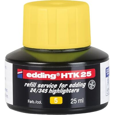 Edding HTK 25 náhradní inkoust – žlutý – 25 ml – s kapilarovým systémem, ideální pro čisté a nekomplikované doplnění zvýrazňovače e-345 a e-24 Edding HTK 25 náhradní inkoust – žlutý – 25 ml – s kapilarovým systémem, ideální pro čisté a nekomplikované doplnění zvýrazňovače e-345 a e-24