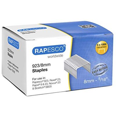 Rapesco S92308Z3 typ 923/8 mm pozinkované robustní svorky, 4000 Rapesco S92308Z3 typ 923/8 mm pozinkované robustní svorky, 4000