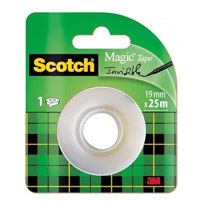 Scotch Magic páska, 1 role, 19 mm x 25 m Univerzální lepicí páska na opravy, popisování a zavírání; matná, neviditelná a popisovatelná Scotch Magic páska, 1 role, 19 mm x 25 m Univerzální lepicí páska na opravy, popisování a zavírání; matná, neviditelná a popisovatelná