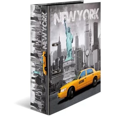 HERMA Pořadač A4 New York USA, 7 cm široký, dětský kroužkový pořadač s motivem měst, barevný pořadač s vnitřním potiskem pro chlapce a dívky HERMA Pořadač A4 New York USA, 7 cm široký, dětský kroužkový pořadač s motivem měst, barevný pořadač s vnitřním potiskem pro chlapce a dívky