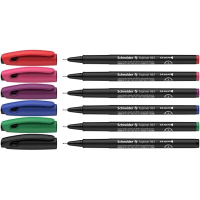 Schneider Topliner 967 Fineliner (tloušťka linky 0,4 mm) 6dílné pouzdro tříděné Schneider Topliner 967 Fineliner (tloušťka linky 0,4 mm) 6dílné pouzdro tříděné