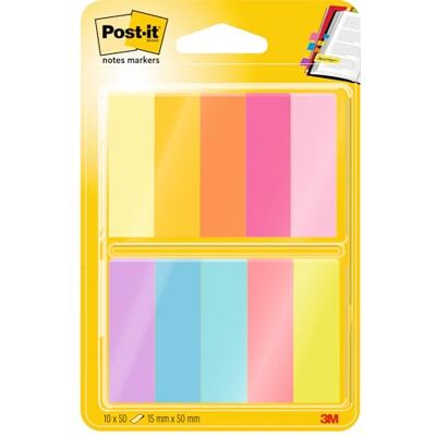 Post-it Notes popisovač, 10 bloků, 50 popisovačů v jednom bloku, 12,7 mm x 44,4 mm, žlutá, oranžová, růžová, fialová, modrá, zelená Post-it Notes popisovač, 10 bloků, 50 popisovačů v jednom bloku, 12,7 mm x 44,4 mm, žlutá, oranžová, růžová, fialová, modrá, zelená