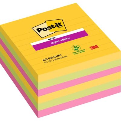 Post-it Super Sticky velké noty, linkované, 6 bloků, 540 listů, 101 x 101 mm Post-it Super Sticky velké noty, linkované, 6 bloků, 540 listů, 101 x 101 mm