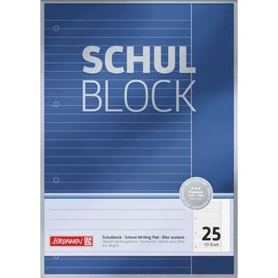 BRUNNEN 1052625 školní blok/poznámkový blok Premium (A4, 50 listů, linkovaný, s okrajem, linkování 25, děrovaný, lepený hlavou, 90 g/m²) BRUNNEN 1052625 školní blok/poznámkový blok Premium (A4, 50 listů, linkovaný, s okrajem, linkování 25, děrovaný, lepený hlavou, 90 g/m²)