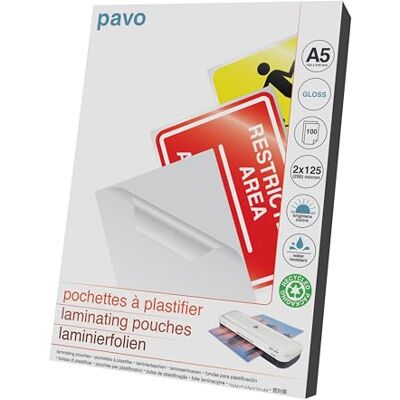 Pavo Laminierfolien A5 2x125 mic, 100 Stück Glänzend Pavo Laminierfolien A5 2x125 mic, 100 Stück Glänzend