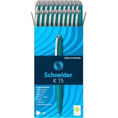 Schneider K 15 kuličkové pero (na dokumenty, tloušťka čáry: M, barva pera Psací barva: zelená, na dokumenty, tloušťka linky M, kovový klip a kovové tlačítko, doplňovací, Made in Germany Schneider K 15 kuličkové pero (na dokumenty, tloušťka čáry: M, barva pera Psací barva: zelená, na dokumenty, tloušťka linky M, kovový klip a kovové tlačítko, doplňovací, Made in Germany