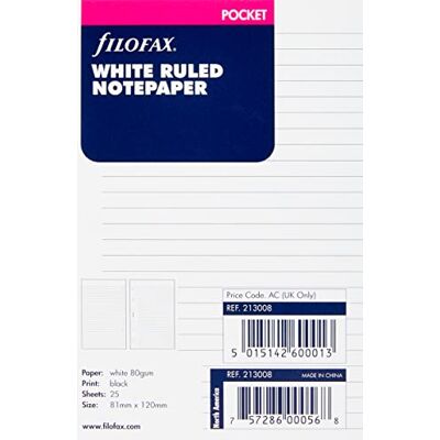 Filofax Pocket poznámkový papír, linkovaný, bílý Filofax Pocket poznámkový papír, linkovaný, bílý