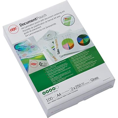 GBC Laminovací fólie A4 250 mic, robustní laminovací kapsy v balení po 100 kusech, extra silné, lesklé, průhledné, ideální do kanceláře a školy, IB586040 GBC Laminovací fólie A4 250 mic, robustní laminovací kapsy v balení po 100 kusech, extra silné, lesklé, průhledné, ideální do kanceláře a školy, IB586040