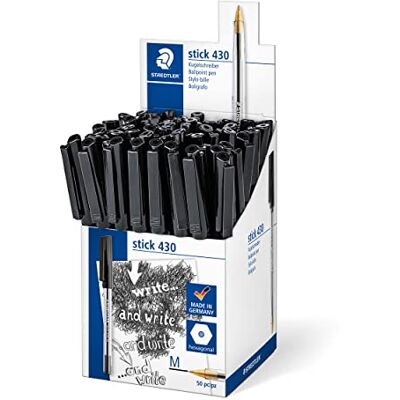 Staedtler Stick 430 M-9CP5 Kugelschreiber Strichbreite M 50 Stück schwarz Staedtler Stick 430 M-9CP5 Kugelschreiber Strichbreite M 50 Stück schwarz
