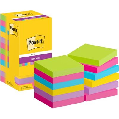 Post-it Poznámkové bločky se super samolepkami, barevné, výhodné balení s 12 bloky, 90 listů na blok, 76 mm x 76 mm extra silně lepicí poznámkový list Selbstklebende Haftnotizen mit Stärkerer Haftung, Klebezettel für Bürobedarf, Erinnerungen & To-Do-Lis Post-it Poznámkové bločky se super samolepkami, barevné, výhodné balení s 12 bloky, 90 listů na blok, 76 mm x 76 mm extra silně lepicí poznámkový list Selbstklebende Haftnotizen mit Stärkerer Haftung, Klebezettel für Bürobedarf, Erinnerungen & To-Do-Lis