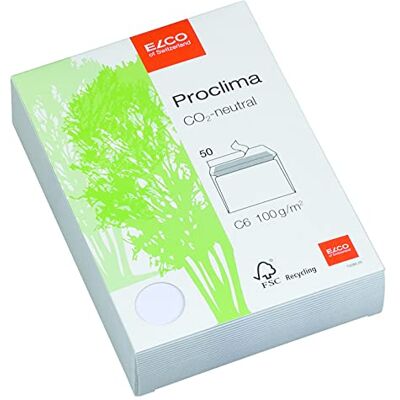 ELCO 74260.20 Proclima Box mit 50 Briefumschläge/Versandtasche, Haftklebeverschluss, C6, 100g, weiss recycl., Fenster: nein ELCO 74260.20 Proclima Box mit 50 Briefumschläge/Versandtasche, Haftklebeverschluss, C6, 100g, weiss recycl., Fenster: nein