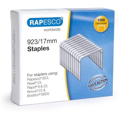 Rapesco 1240 typ 923/17 mm pozinkované robustní svorky, 1000 kusů Rapesco 1240 typ 923/17 mm pozinkované robustní svorky, 1000 kusů