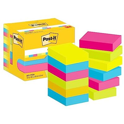 Post-it Samolepící bločky Rainbow Notes, 38 x 51 mm, 4 barvy Active Collection, 100 listů, 12 bločků 38x51mm Post-it Samolepící bločky Rainbow Notes, 38 x 51 mm, 4 barvy Active Collection, 100 listů, 12 bločků 38x51mm