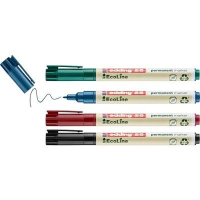 edding 25 permanentních popisovačů – černá, červená, modrá, zelená – 4 Kulatá špička 1 mm – voděodolné, rychleschnoucí, odolné vůči rozmazání – na lepenku, plast, sklo, dřevo, kov a látku edding 25 permanentních popisovačů – černá, červená, modrá, zelená – 4 Kulatá špička 1 mm – voděodolné, rychleschnoucí, odolné vůči rozmazání – na lepenku, plast, sklo, dřevo, kov a látku