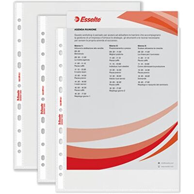 Esselte , 200 Ringbuchhüllen A4, 22x30 cm, wasserfeste Standardlochung für 2/3/4 Ringe, PPL entspiegelt, Klarsichthüllen zur Aufbewahrung mehrerer Blätter, 395697300 Esselte , 200 Ringbuchhüllen A4, 22x30 cm, wasserfeste Standardlochung für 2/3/4 Ringe, PPL entspiegelt, Klarsichthüllen zur Aufbewahrung mehrerer Blätter, 395697300