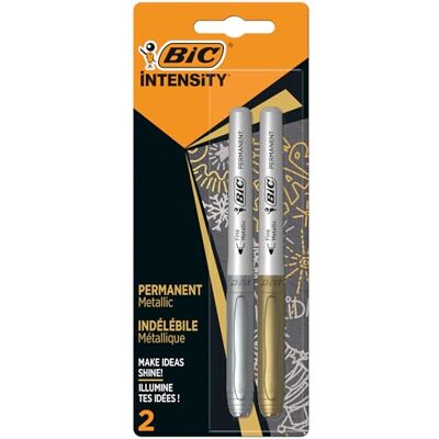 BIC Intensity Marker, in 2 verschiedenen Metallicfarben, Strichstärke: 0.8 mm, mit komfortablem Gummigriff und Austrocknungsschutz BIC Intensity Marker, in 2 verschiedenen Metallicfarben, Strichstärke: 0.8 mm, mit komfortablem Gummigriff und Austrocknungsschutz