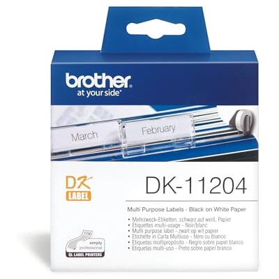 Brother DK-11204 Etiketten Rolle 54 x 17mm Papier Weiß 400 St. Permanent DK11204 Adress-Etiketten Schwarz,weiß Brother DK-11204 Etiketten Rolle 54 x 17mm Papier Weiß 400 St. Permanent DK11204 Adress-Etiketten Schwarz,weiß