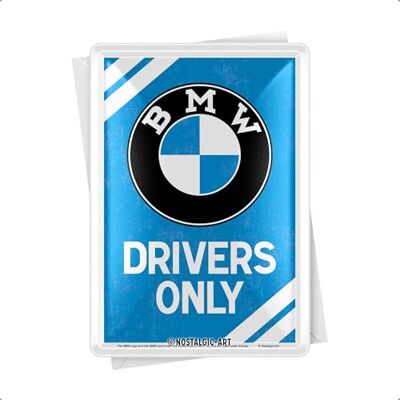ART Retro plechová pohlednice, 10 x 14 cm, BMW – Drivers Only – nápad na dárek pro fanoušky BMW Accessoires fanoušků, originální licenční produkt (OLP), pohlednice z kovu, mini plechový ART Retro plechová pohlednice, 10 x 14 cm, BMW – Drivers Only – nápad na dárek pro fanoušky BMW Accessoires fanoušků, originální licenční produkt (OLP), pohlednice z kovu, mini plechový