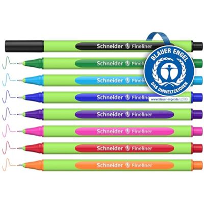 Schneider Line-Up Fineliner (tloušťka linky 0,4 mm, z plastu na bio bázi, oceněno modrým andělem) 8 kusů, tříděné Schneider Line-Up Fineliner (tloušťka linky 0,4 mm, z plastu na bio bázi, oceněno modrým andělem) 8 kusů, tříděné