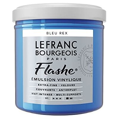 Lefranc Bourgeois Akrylová barva a vinylová barva Flash 300610, vysoce pigmentovaná, elastická, stálobarevná, odolná proti stárnutí, matná, pro vnitřní i venkovní použití, hrnec 125 ml – královská modrá Lefranc Bourgeois Akrylová barva a vinylová barva Flash 300610, vysoce pigmentovaná, elastická, stálobarevná, odolná proti stárnutí, matná, pro vnitřní i venkovní použití, hrnec 125 ml – královská modrá