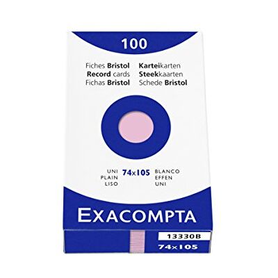 Exacompta Balení 13330B (se 100 kartotékovými kartami, DIN A7, 74 x 105 mm, prázdné, ideální do školy) 1 balení růžové Exacompta Balení 13330B (se 100 kartotékovými kartami, DIN A7, 74 x 105 mm, prázdné, ideální do školy) 1 balení růžové