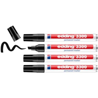 edding 3300 permanentní popisovač černý 4 kolíky klínový hrot 1-5 mm rychle schnoucí permanentní popisovač voděodolný, odolný proti setření pro karton, plast, dřevo, kov univerzální marker schnell trocknender Permanent Marker wasserfest, wischfest für K edding 3300 permanentní popisovač černý 4 kolíky klínový hrot 1-5 mm rychle schnoucí permanentní popisovač voděodolný, odolný proti setření pro karton, plast, dřevo, kov univerzální marker schnell trocknender Permanent Marker wasserfest, wischfest für K