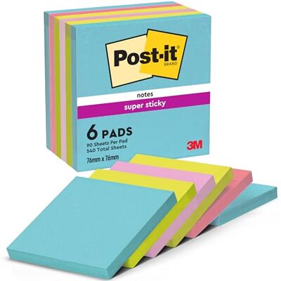 Post-it Super Sticky Notes, Cosmic Collection, 76 x 76 mm, 6 bloků po 90 listů Post-it Super Sticky Notes, Cosmic Collection, 76 x 76 mm, 6 bloků po 90 listů