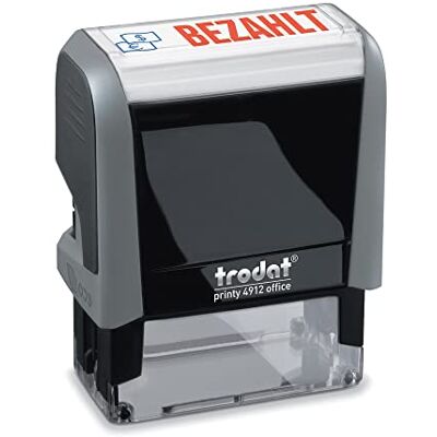 Trodat Office Printy 4912 razítko BEZAHLT modro-červené, samobarvící kancelářské razítko, velikost otisku 47 x 18 mm, razítko dokumentů pro účetnictví, kancelář, příjem faktury a potvrzení platby Trodat Office Printy 4912 razítko BEZAHLT modro-červené, samobarvící kancelářské razítko, velikost otisku 47 x 18 mm, razítko dokumentů pro účetnictví, kancelář, příjem faktury a potvrzení platby
