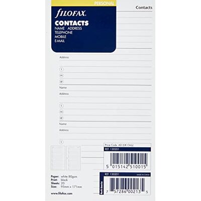 Filofax 130201 Kontakte Organizer, Englisch, weiß Filofax 130201 Kontakte Organizer, Englisch, weiß