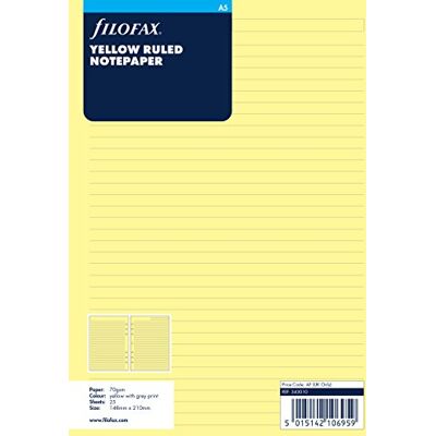 Filofax 343010 Poznámkový papír A5, linkovaný, žlutý Filofax 343010 Poznámkový papír A5, linkovaný, žlutý