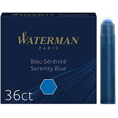 Waterman Plnicí inkoustové náplně mezinárodní standardní velikost Serenity Blue 36 kusů Waterman Plnicí inkoustové náplně mezinárodní standardní velikost Serenity Blue 36 kusů