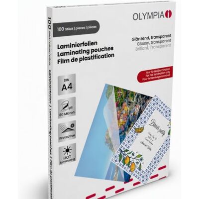 Olympia Laminovací fólie DIN A4 100 kusů 80 Mic Čiré Lesklé Odolné proti roztržení Vodotěsný polymerový chránič pro fotografie, recepty a menu. Perfektní do kanceláře, školy nebo DIY s laminovacími přístroji. Olympia Laminovací fólie DIN A4 100 kusů 80 Mic Čiré Lesklé Odolné proti roztržení Vodotěsný polymerový chránič pro fotografie, recepty a menu. Perfektní do kanceláře, školy nebo DIY s laminovacími přístroji.